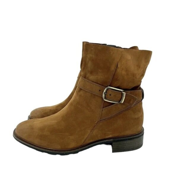 Paul Green Denver Belted Biker Boots Brown Suede Sz 6 Us 3.5 Uk New $479